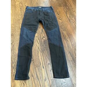 Men’s True Religion Rocco Classic Slim Button Fly Moto Blue Black‎ Jeans 31x32